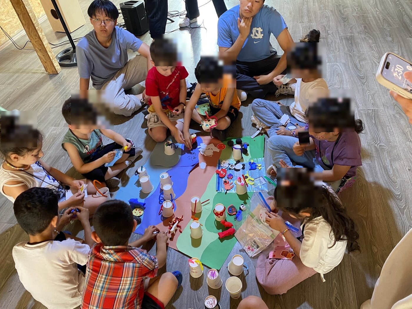 A craft circle with children during the Turkey service trip