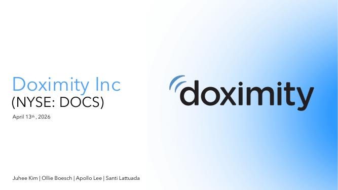 First slide of the Doximity (NYSE: DOCS) pitch deck